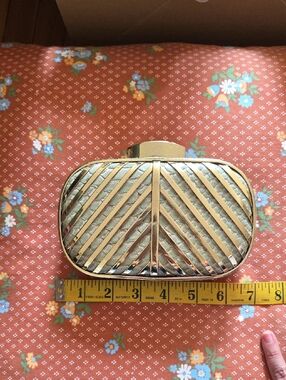 Gold Metallic Chevron Clutch - Women Bags